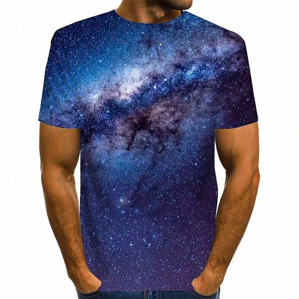 

men's tee t shirt 3d print graphic 3d starry sky round neck causal daily short sleeve basic vintage green blue purple i1nb#, White;black