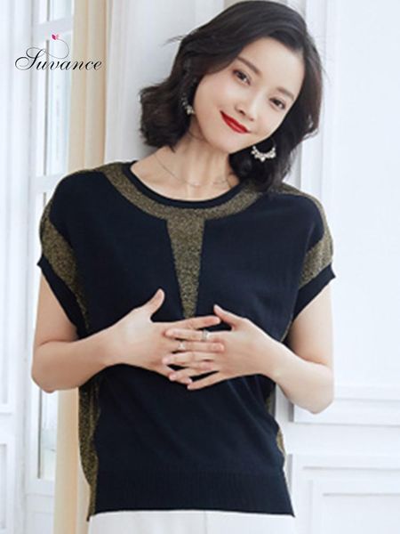 

women's sweaters suvance 2021 office lady knitted spring summer black color loose fashion s-xl o neck women sweater jl-hy1900, White;black