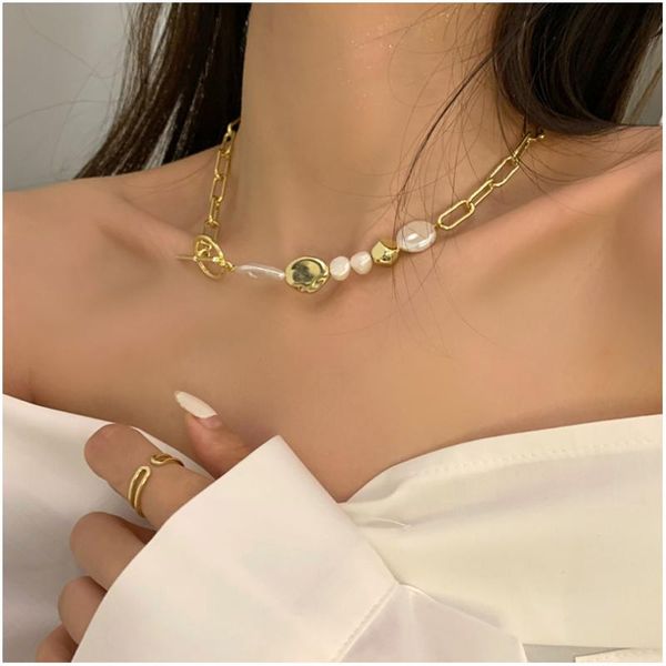 

chains delicate jewelry simulated pearl choker necklace design 2021 style golden color for girl fine accessories, Silver