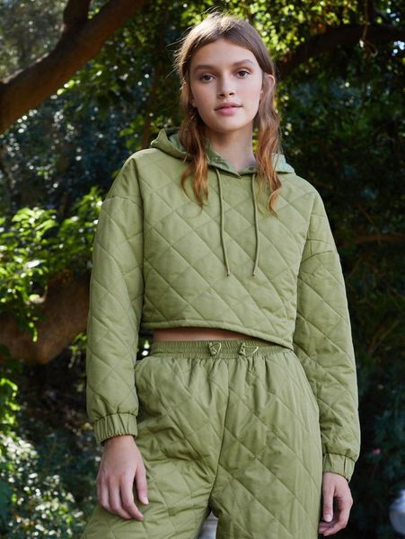 

padded drop shoulder drawstring hoodie m2ti#, White;black