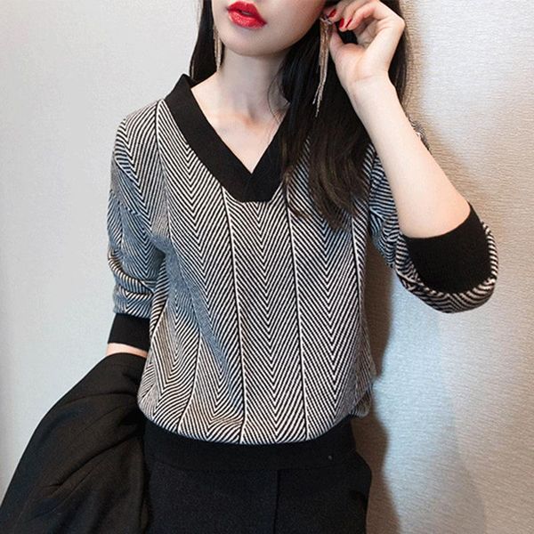 

women's sweaters v-neck selling woollen sweater autumn winter match, White;black