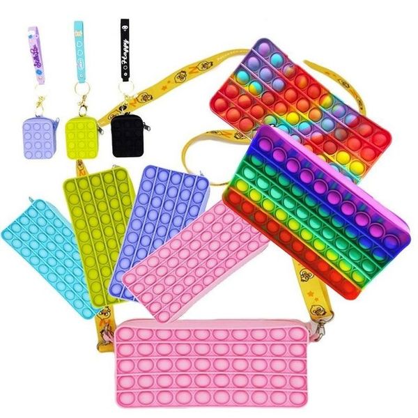 

fidget toys sensory fashion school student pencil case push bubble rainbow anti stress educational children and adults decompression toys a8