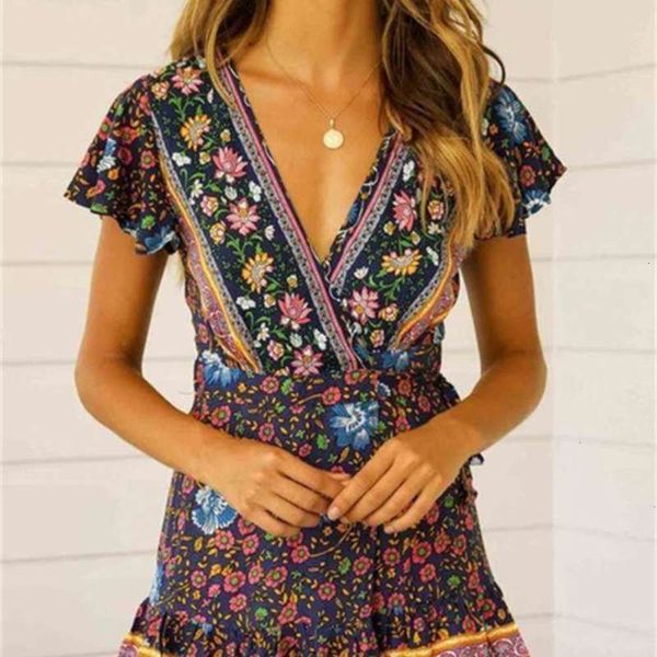 

resort sleeve dress bohemian short printed beach, Black;gray