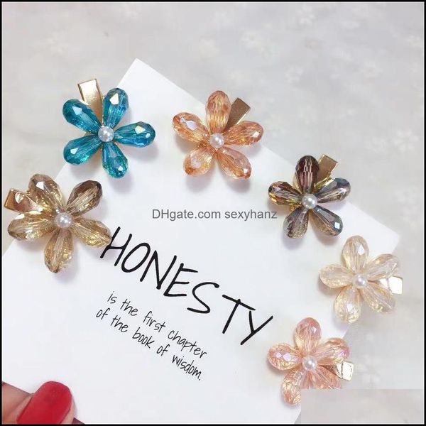 

hair clips & barrettes jewelry s860 europe fashion womens crystal flower barrette hairpin clip dukbill toothed pin lady cute drop delivery 2, Golden;silver