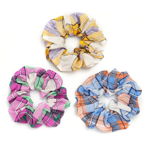 

girls hair accessories tie hairbands bands headbands teenage kids scrunchies childrens accessory autumn winter plaid ring jewelry rope b8791, Slivery;white