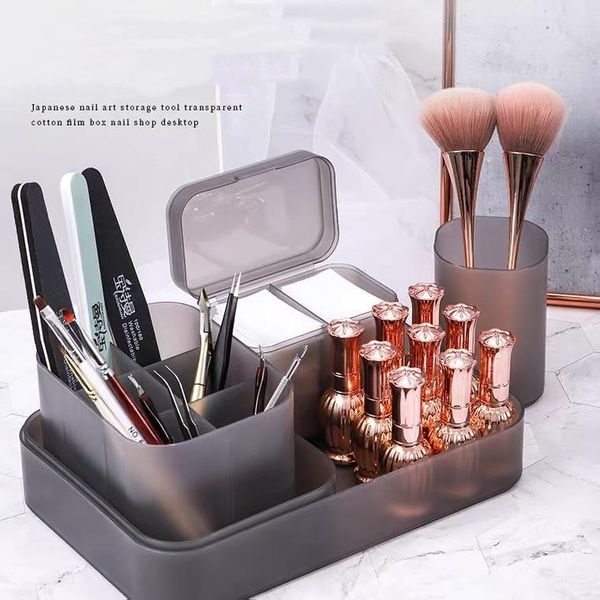 

nail art kits 5pcs set tools empty storage box tweezers clippers pen holder cleaning cotton pad swab case manicure brush organizer