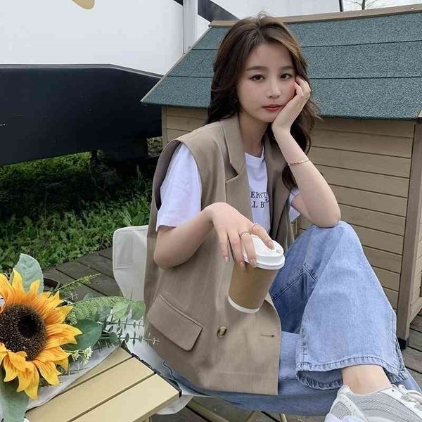 

gao sense khaki women's spring and autumn 2021 new suit shirt coat vest, Black