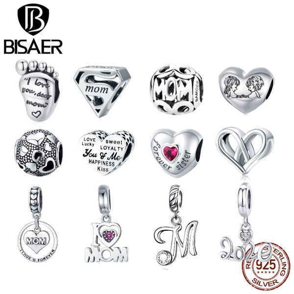 

other bisaer 100% 925 sterling silver mother love series heart charms beads fit diy original bracelets & bangles accessories ecc429