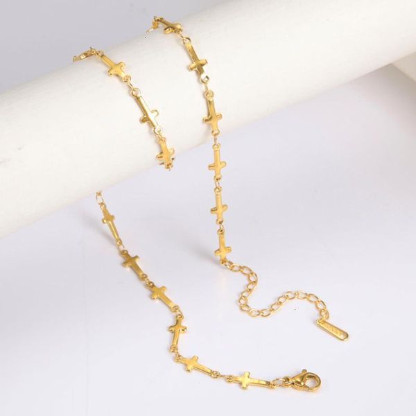 

my shape goth cross charms necklaces for women stainless steel necklace choker link chain fashion religion jewelry bijoux collar, Silver