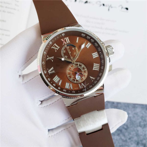 

luxury men's and women's quartz watch 45mm large dial waterproof calendar aaa gift black brown blue, Slivery;brown