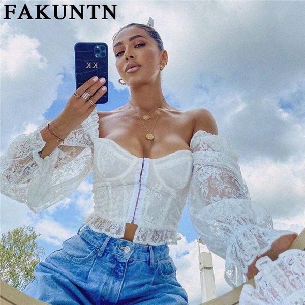 

women's t-shirts y2k women clothing 2021 fashion new square collar lantern sleeve female white vintage t-shirt