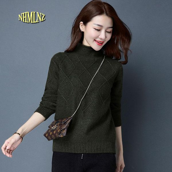 

women's sweaters cashmere knitting sweater women winter bottoming warm loose casual large size office ok772, White;black