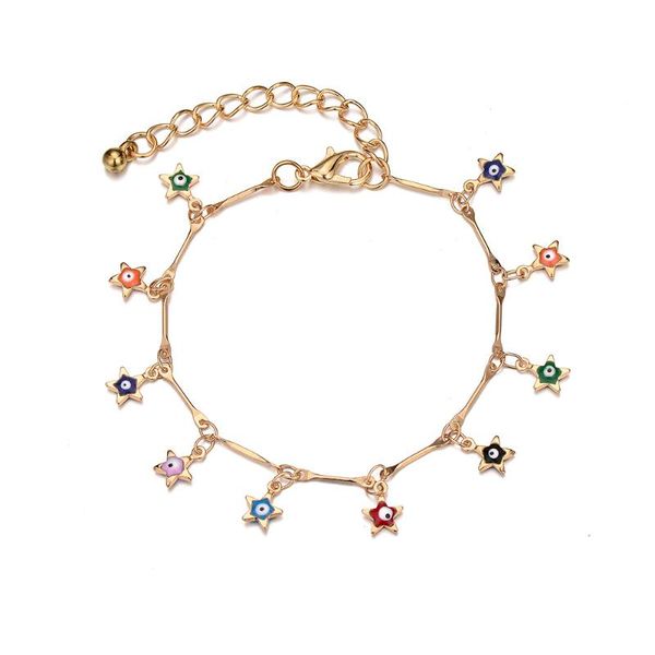 

link, chain european and american jewelry colorful eye bracelet with multiple pendants devil's bamboo, Black