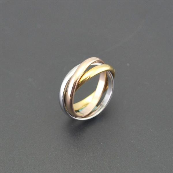 

wedding rings 2021 fashion three circle engagement for women accessories wholesale jewelry stainless steel band, Slivery;golden