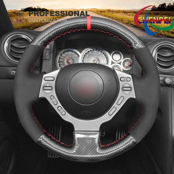 

steering wheel covers diy hand-sewn pu carbon fiber suede car cover for gtr gt-r (nismo) interior accessories