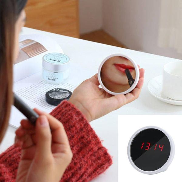 

other clocks & accessories small alarm clock multifunction mute bedside mirror electronic cute desk make up girlfriend gift mini watch