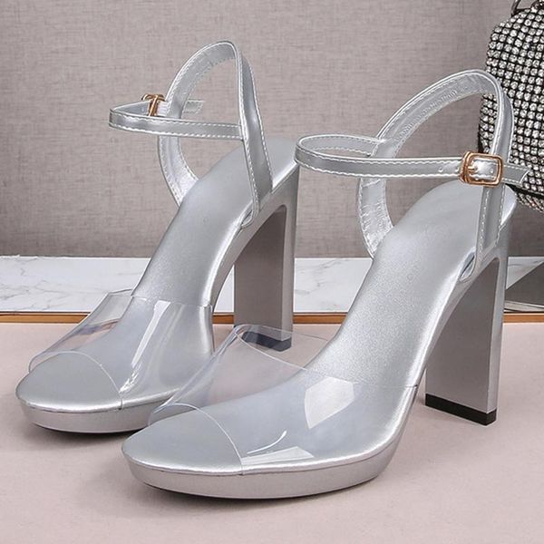 

sandals summer fashion dancing high heel heels party pvc wedding shoes zapatos mujer 2021 women, Black