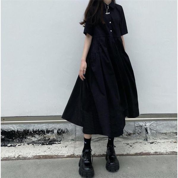 

street japanese lolita spring autumn women dresses long midi kawaii vintage black chic xxl, Black;gray