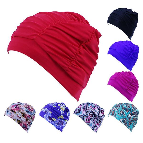 

swimming caps size cap long hair sports swim pool hat elastic nylon turban for men women