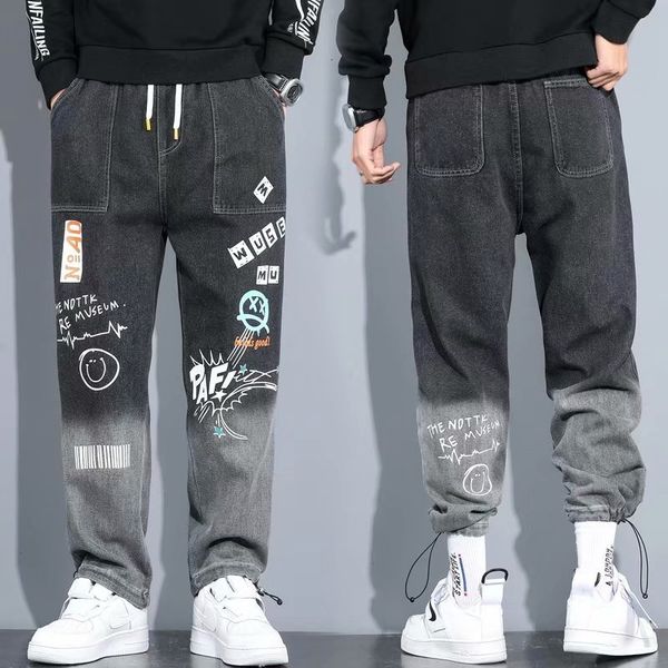 

streetwear jogging japan harajuku fashion cargo casual clothing elastic waist men's broek, Black