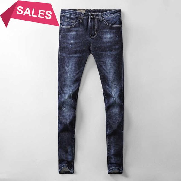 

brand eagle badge homme fashion men casual slim stretch jeans classic denim pants trousers, Blue