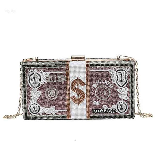 

money cluth purse rhinestone box evening clutch dollar cash shoulder bag