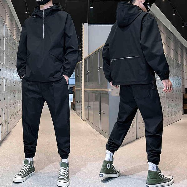 

casual solid sets tracksuit men's sportswear spring autumn men hip hop streetwear zipper hoodie+pants suit dropshipping, Gray