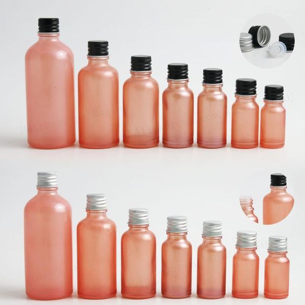 

promotion paint pink essential oil bottle jars with aluminum lids caps reducer 10ml 30ml 50ml 100ml 200pcs storage bottles &