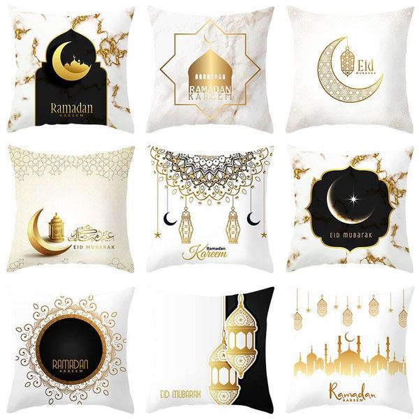 

party decoration 45cm eid mubarak cushion cover golden ramadan pattern home decorative pillowcase islamic muslim favors supplies