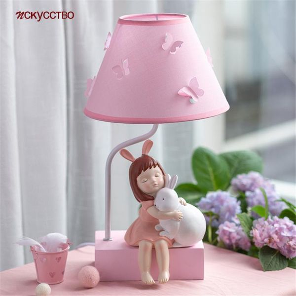 

table lamps nordic children wood base fabric led lamp home decor girls bedroom nightstand cute vanity desk light fixture