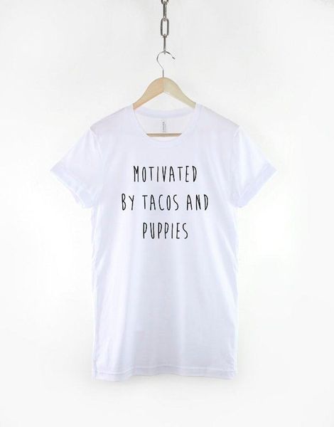 

women's t-shirt motivated by tacos and puppis print fashion street creative leisure letters t-shirts o-neck short sleeve tees t shirt w, White