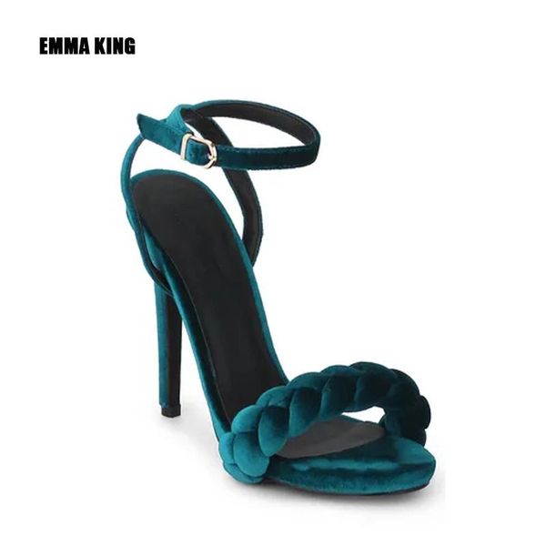 

2021 new summer fashion design weave women sandals strange high heels ladies sandals open toe shoes big size 35-44, Black