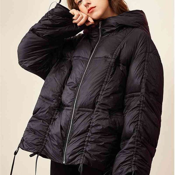 

2020 winter new 90 white duck black hooded down jacket women's work clothes style bread suit fashion coat trend