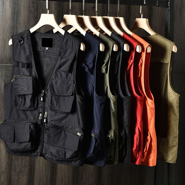

mens summer outdoor work fishing travel po vest with pockets mesh vest jacket breathable lightweight casual vest jacket 220309, White;black
