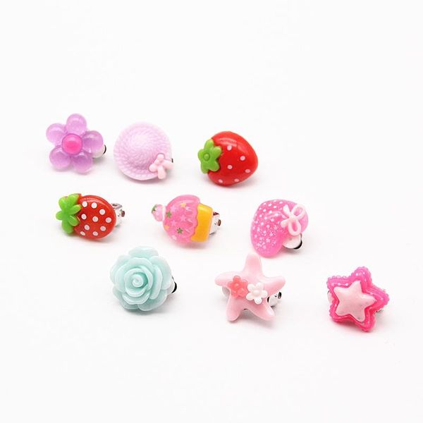 

clip-on & screw back clip earrings without piercing kids 7 pairs, Silver