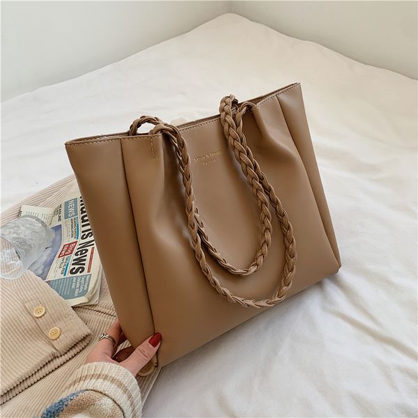 

women's large capacity soft pu leather simple big size shopper shoulder handbags