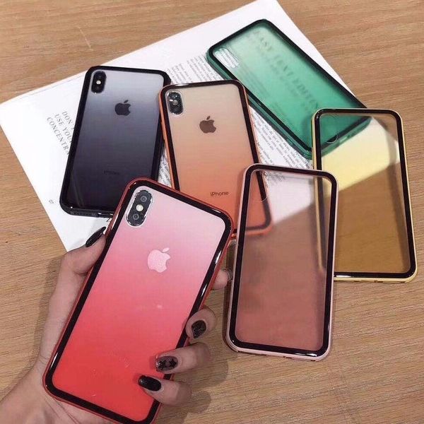 

transparent gradient color mobile phone case for iphone xr xs xs max 7 8 plus 6 6s plus anti drop soft silicone cover
