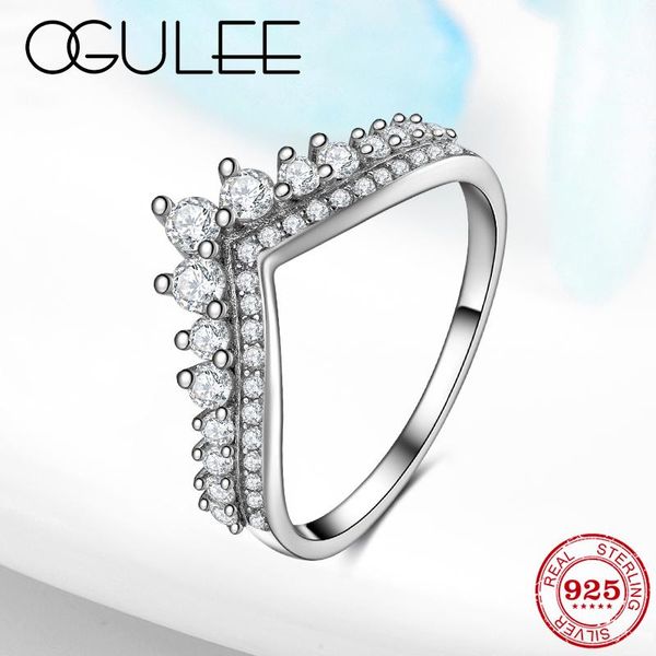 

cluster rings 925 sterling silver pave cz crystal stackable finger for women wedding party fashion elegant jewelry gift, Golden;silver