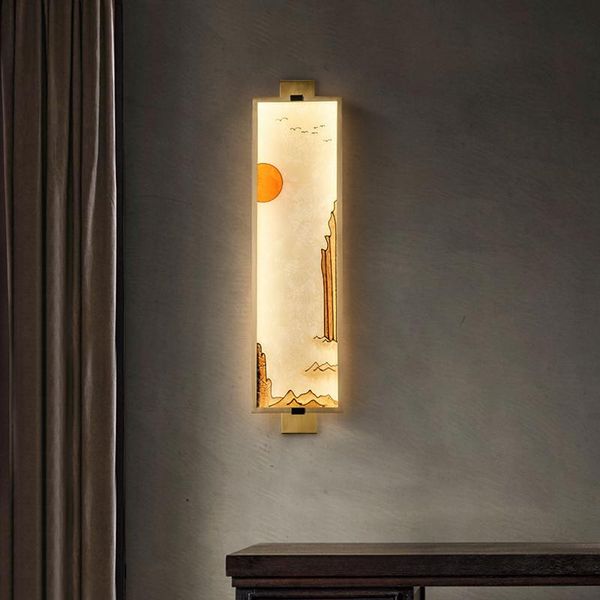 

wall lamp fss chinese style enamel copper mountain classical pattern background living room bedroom bedside