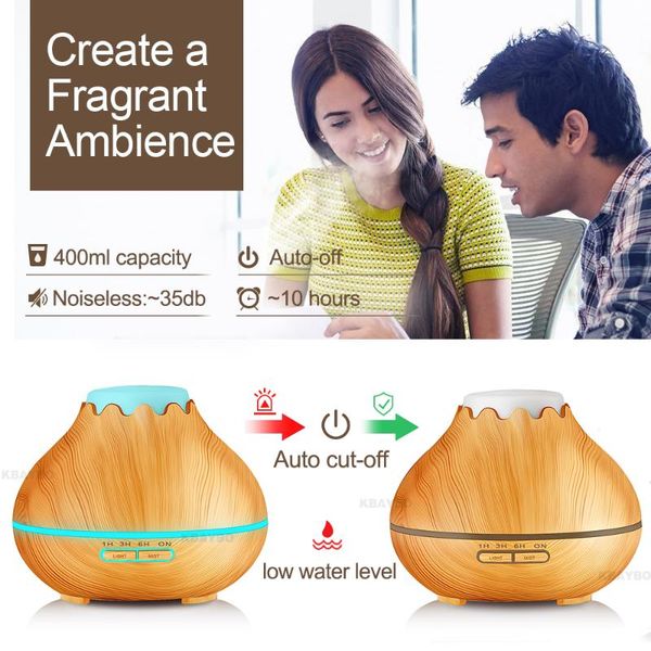 

humidifiers 400ml electric aroma air humidifier essential oil diffuser wood night light mist maker for office