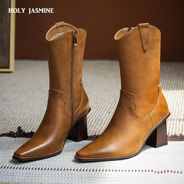 

boots western women autumn winter solid color ankle pointed toe cowboy cowgirl motorcycle for female platform shoes, Black