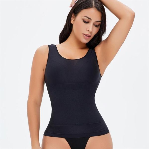 

women's shapers tummy control vest slimming body shaper posture shirt elastic abdomen shape vests shapewear sleeveless tank shirts 1931, Black;white
