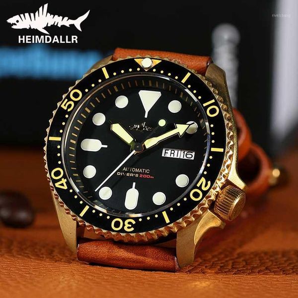 

mens skx007 mechanical wristwatch abalone bronze 200m dive watch nh36a automatic movement 20bar diver watches wristwatches, Slivery;brown