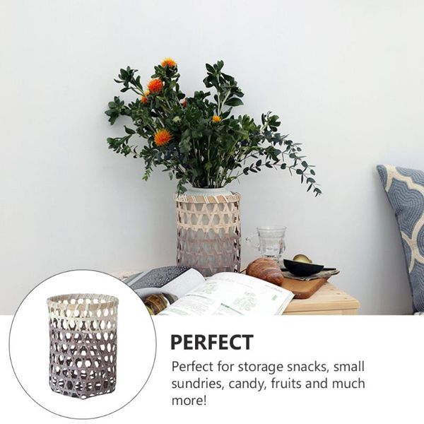 

1pc bamboo woven basket household wastepaper basket fruit bread storage