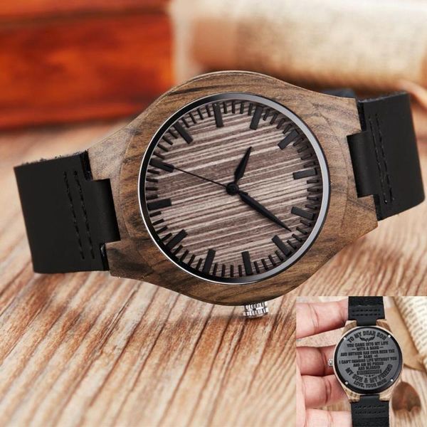 

wristwatches mens customized engraved wooden watches quartz casual for men husband boyfriend dad son family friends gift, Slivery;brown