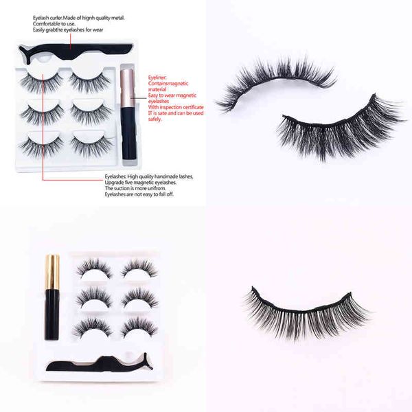 

fake eyelashes 3d mink magnetic natural lashes false repeated use waterproof liquid eyeliner extension makeup tool 220226