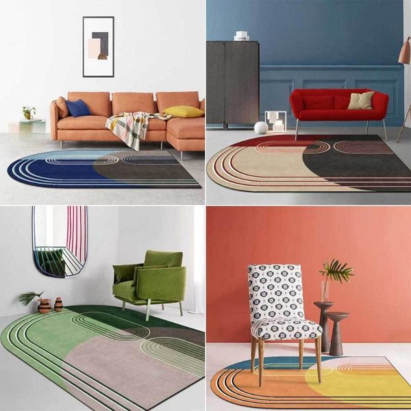 

carpets 2021 geometric arches irregular red, yellow, blue and green living room bedroom bedside carpet floor mats
