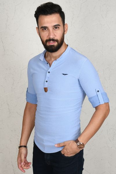 

light blue tight-fitting mold male shirt 100 cotton long business party special day four seasons clothing iu45, White;black