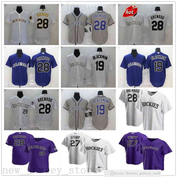 

2022 News 28 Nolan Arenado Baseball Jerseys Stitched 19 Charlie Blackmon 27 Trevor Story Top Quality Gold White Purple Gray Jersey, 2020 style