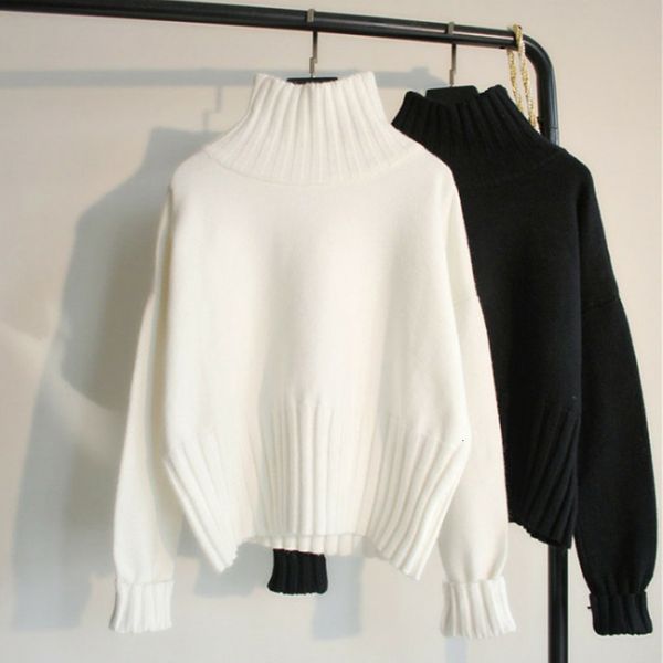 

2021 new plus size turtleneck pullover women autumn winter jersey mujer knitted jumper pull femme hiver streetwear casual sweater fu1f, Black;gray